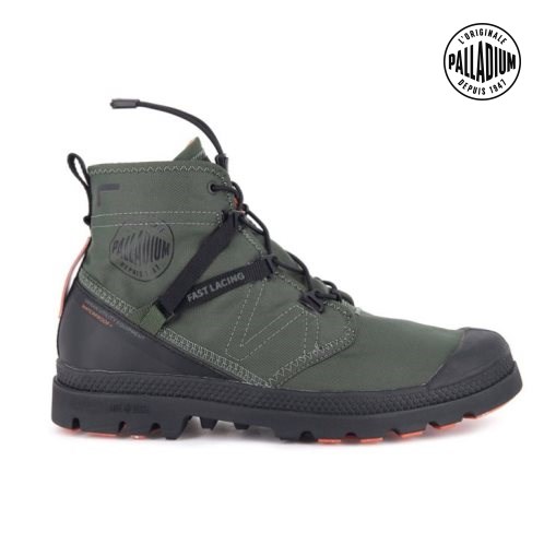 Palladium Pampa Travel Lite+ Waterproof Women's Boots Olive | UK Q684-ARJ